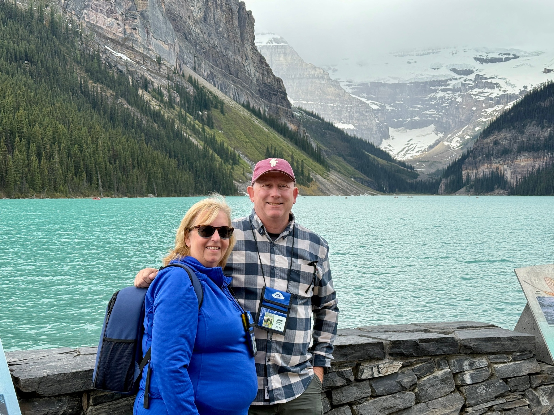 Chad and Donna together in front of Lake Louise and the surrounding mountains