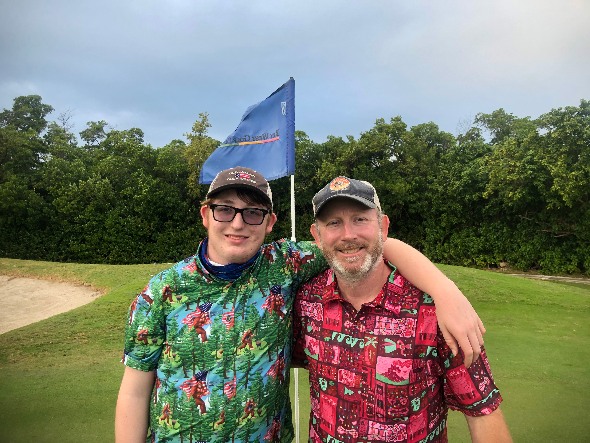 Zack and Chad together on a golf course in Key West
